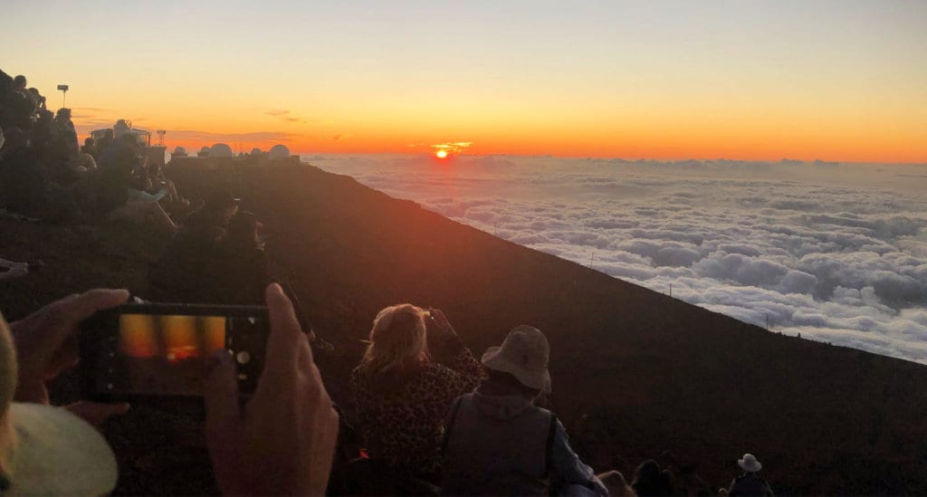 Haleakala summit sunrise or sunset is a spectacular view