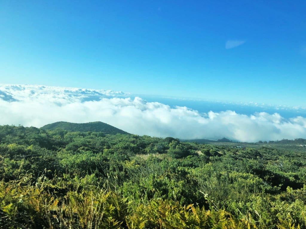 View from the drive up overlooking Maui from the clouds