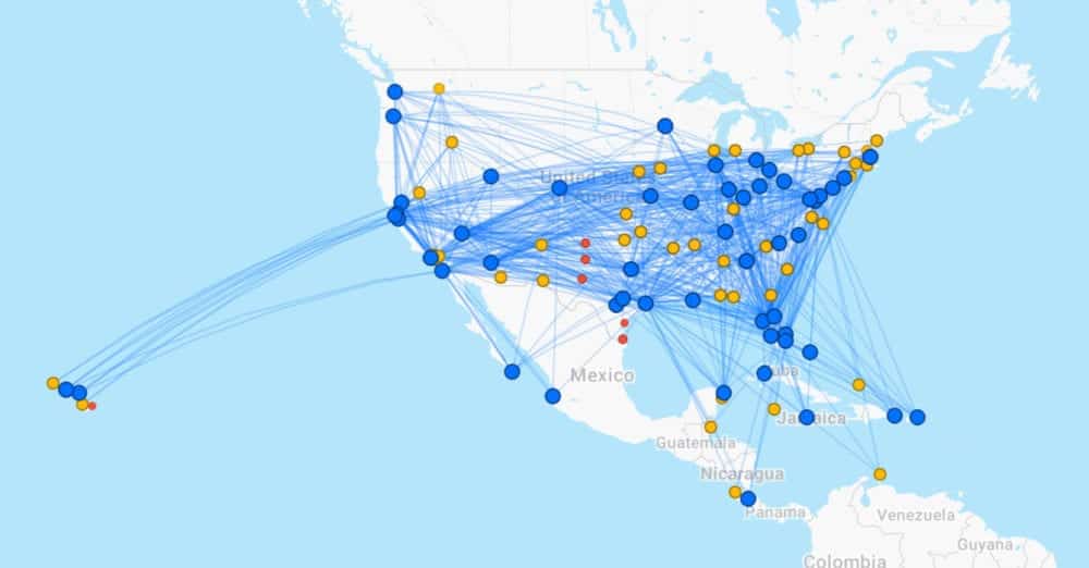 southwest airlines map flights