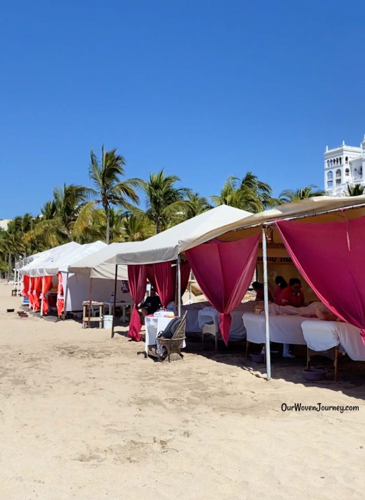 Each tent on the beach has 6-8 massages tables in them.