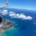 Aerial view of Hawaii from airplane window