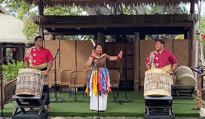 Native Hawaiian performers singing at the Polynesian Cultural Center