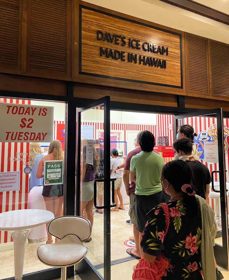 Dave's Ice Cream sells $2 ice cream on Tuesdays only.