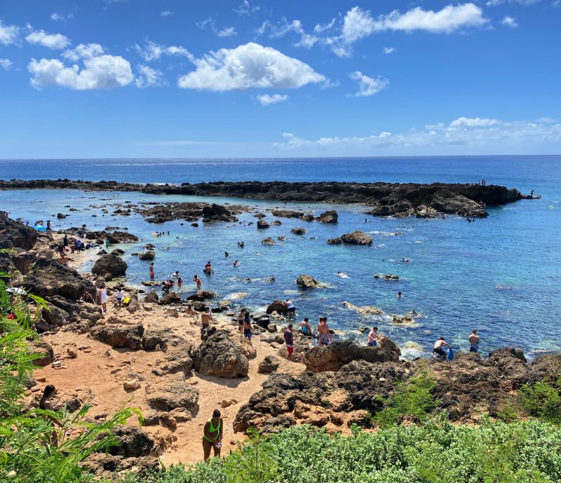 Snorkeling at Shark's Cove is a popular activity on Oahu itinerary for families.
