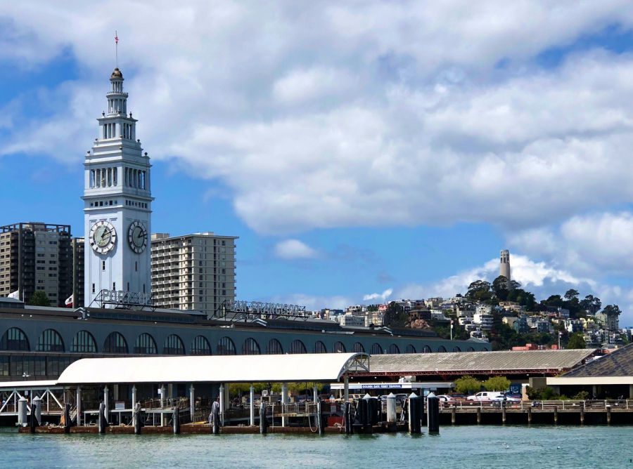 The Ferry Building sits right by the water in San Francisco.
