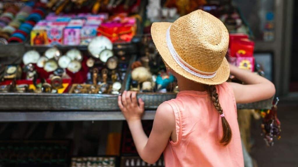 girl at flea market in Texas