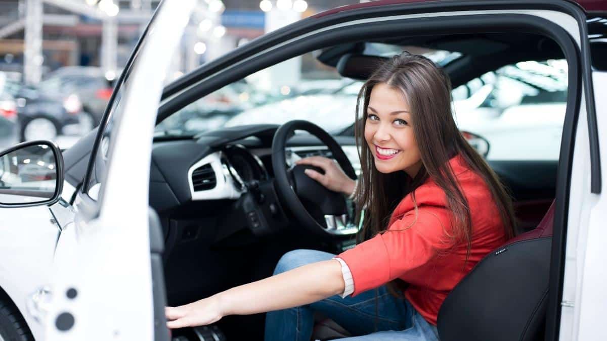 woman in car