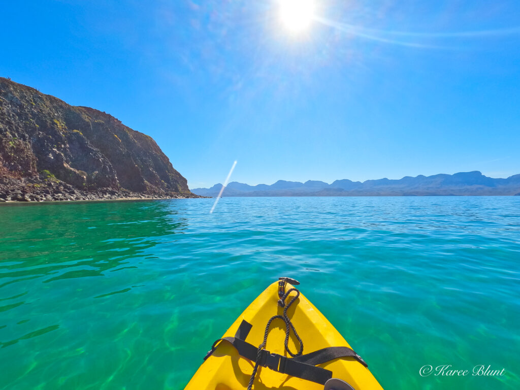 Kayaking on ocean water