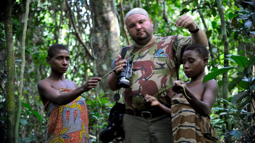 Central African Republic tourist with Pygmies