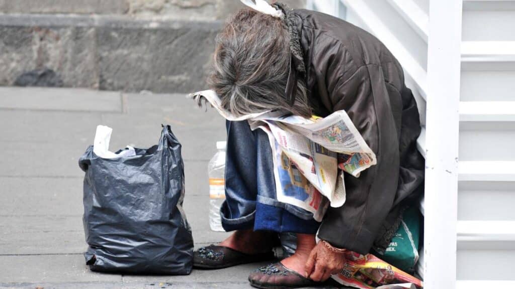 homeless woman sleeping