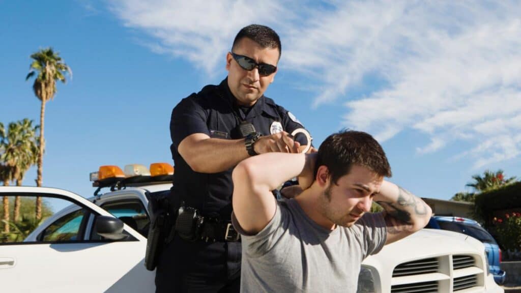 policeman arresting criminal man - DP