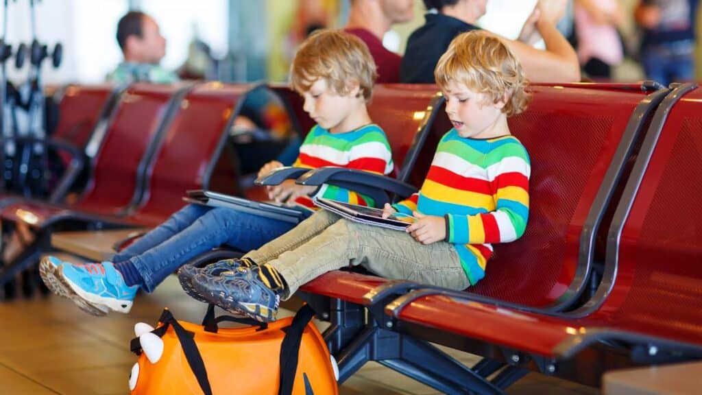 two boys kids at airport