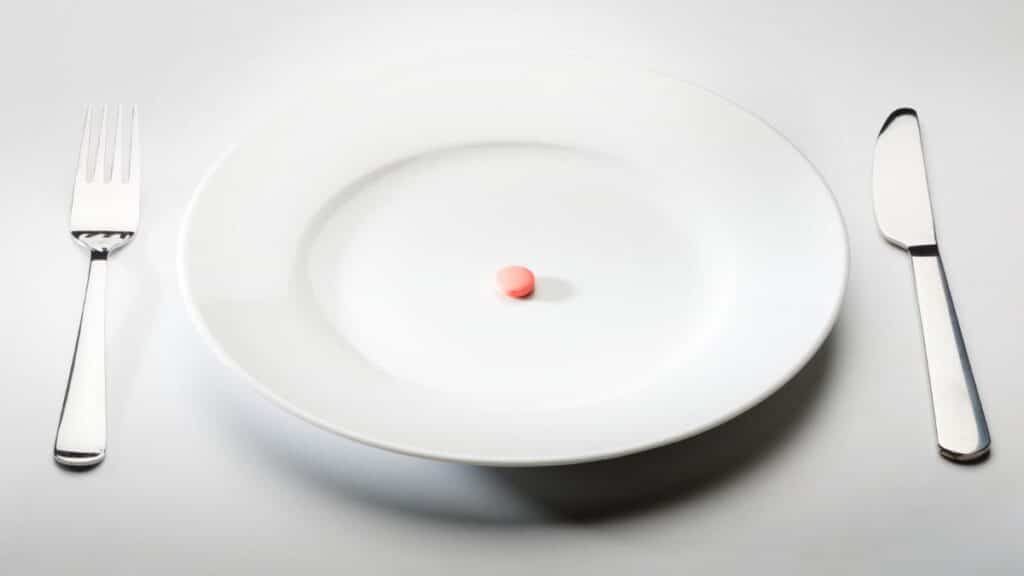 food pill on plate