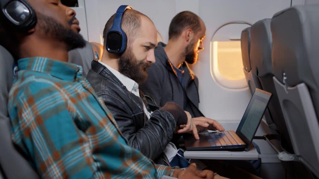 men on airplane