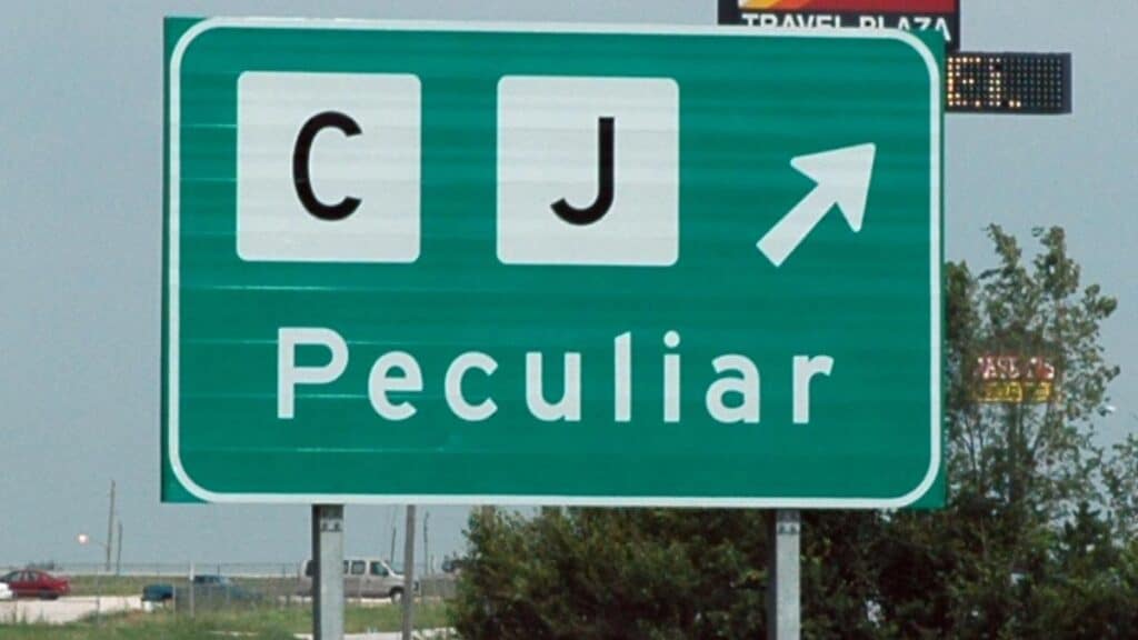 town of Peculiar sign