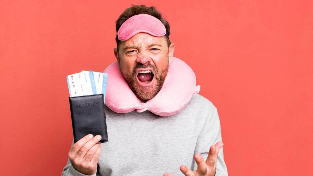 angry airline passenger tourist background