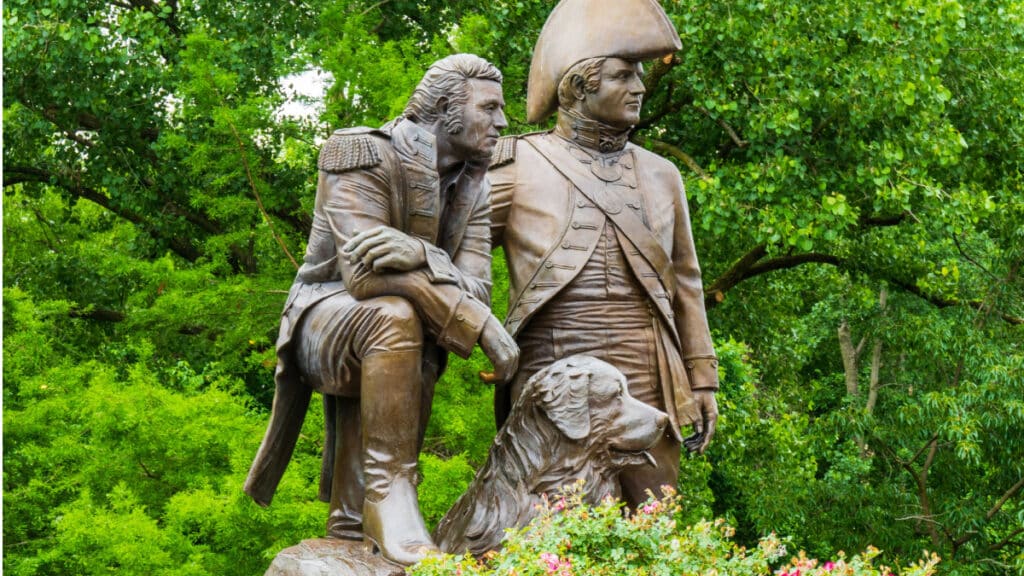 Lewis and Clark with dog