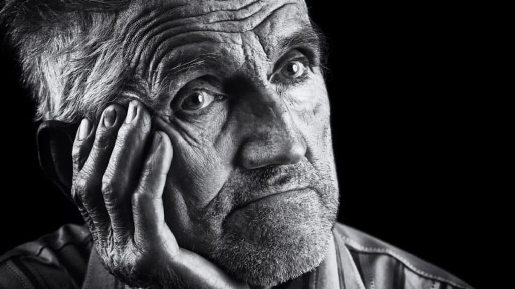 old man black and white portrait
