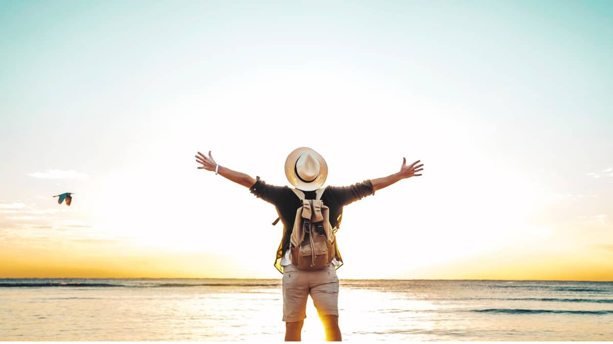 tourist man at beach