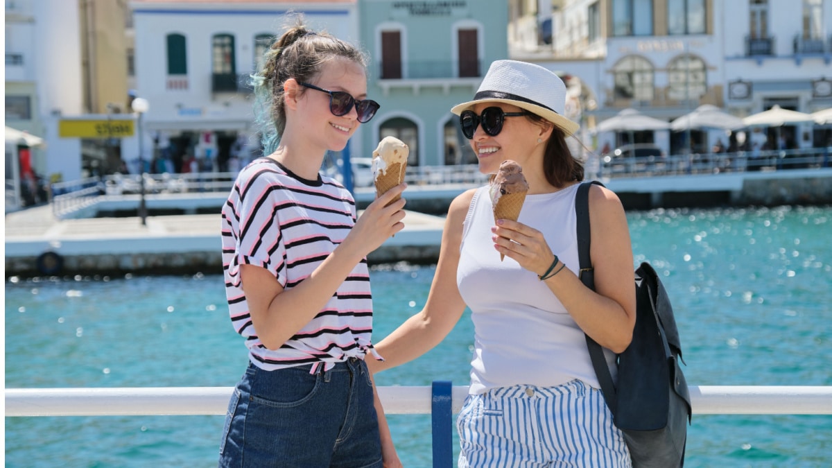 two women eating ice cream