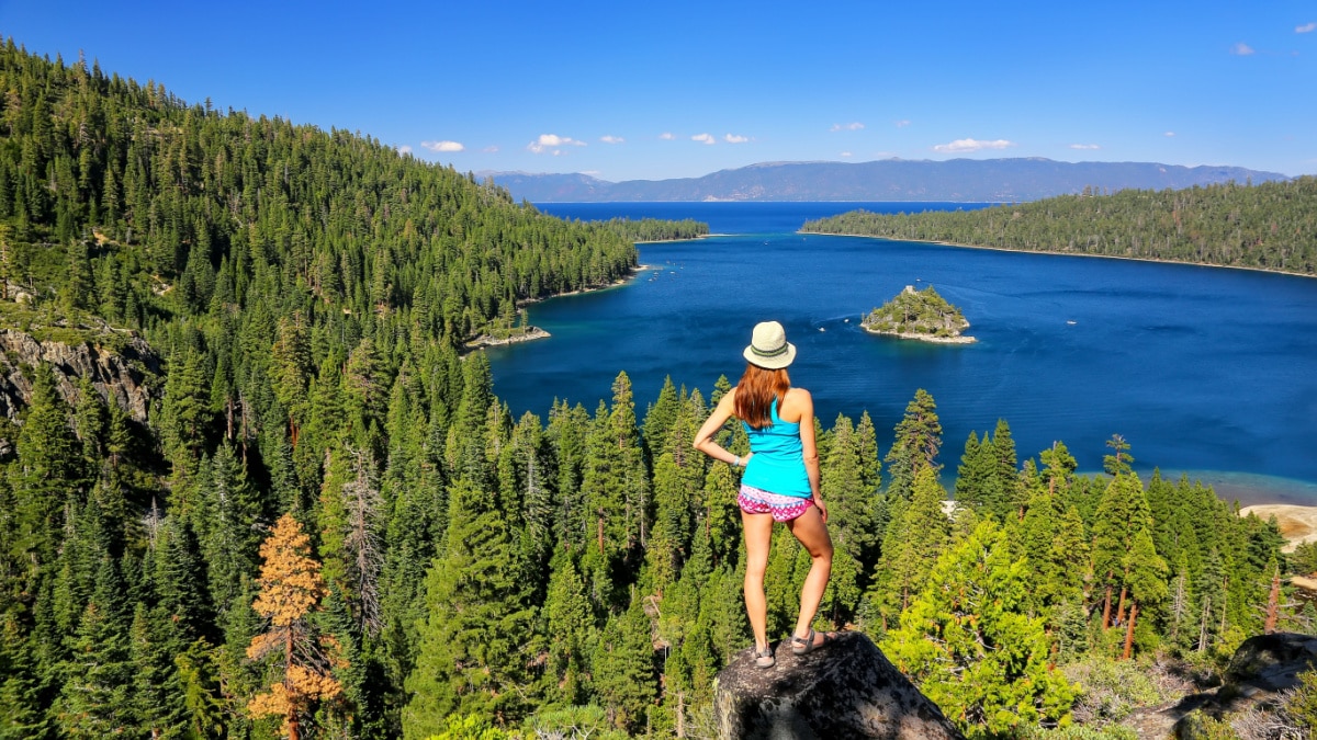 woman at lake tahoe