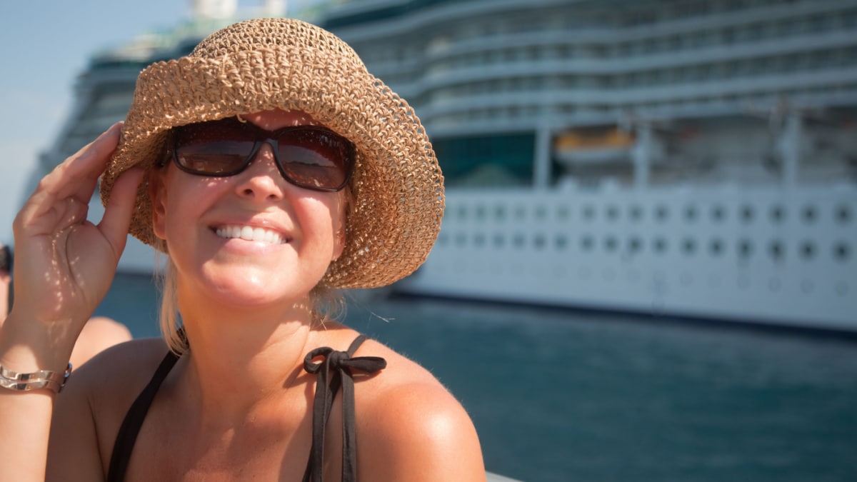 woman by cruise ship