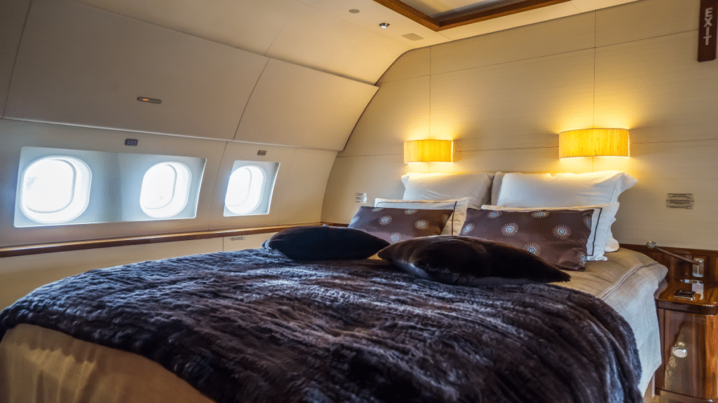 Bedroom of private jet Airbus