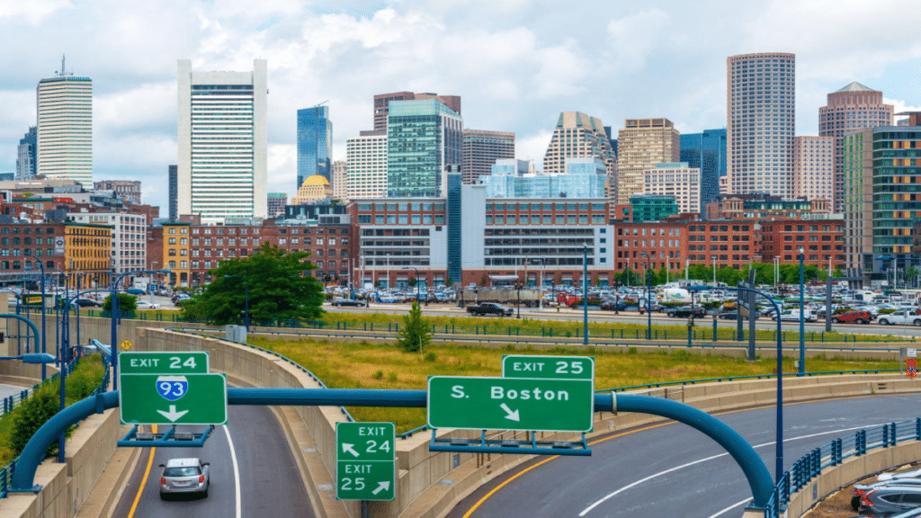 Downtown and highway, Boston, USA