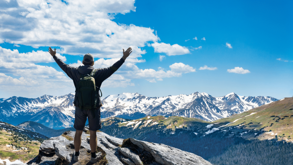 Hiker in Rocky Mountains National Park, Colorado, USA