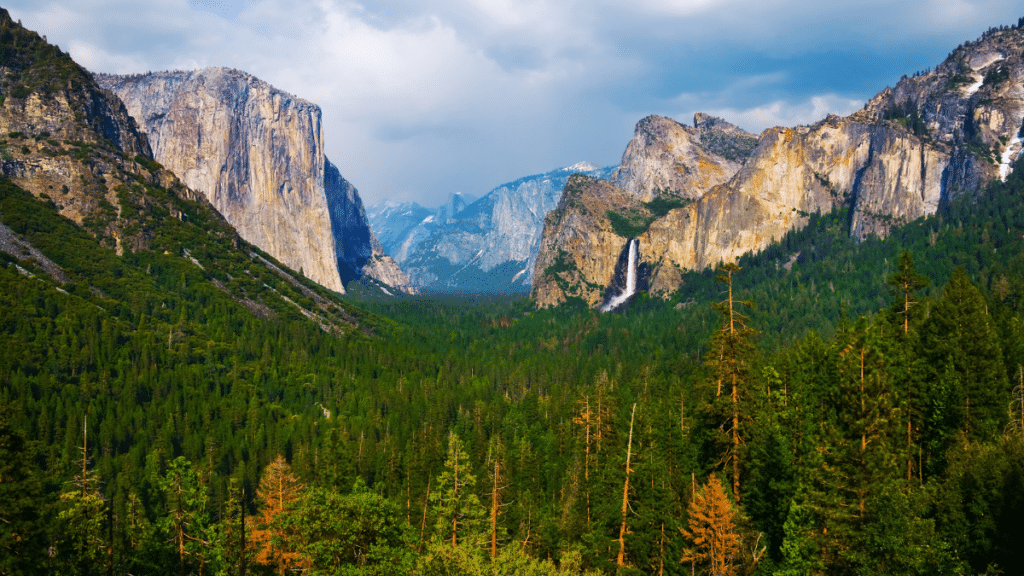 Yosemite Valley with cloudy sky