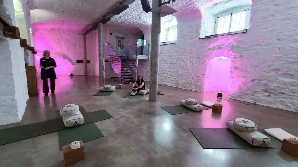 yoga in monastery basement