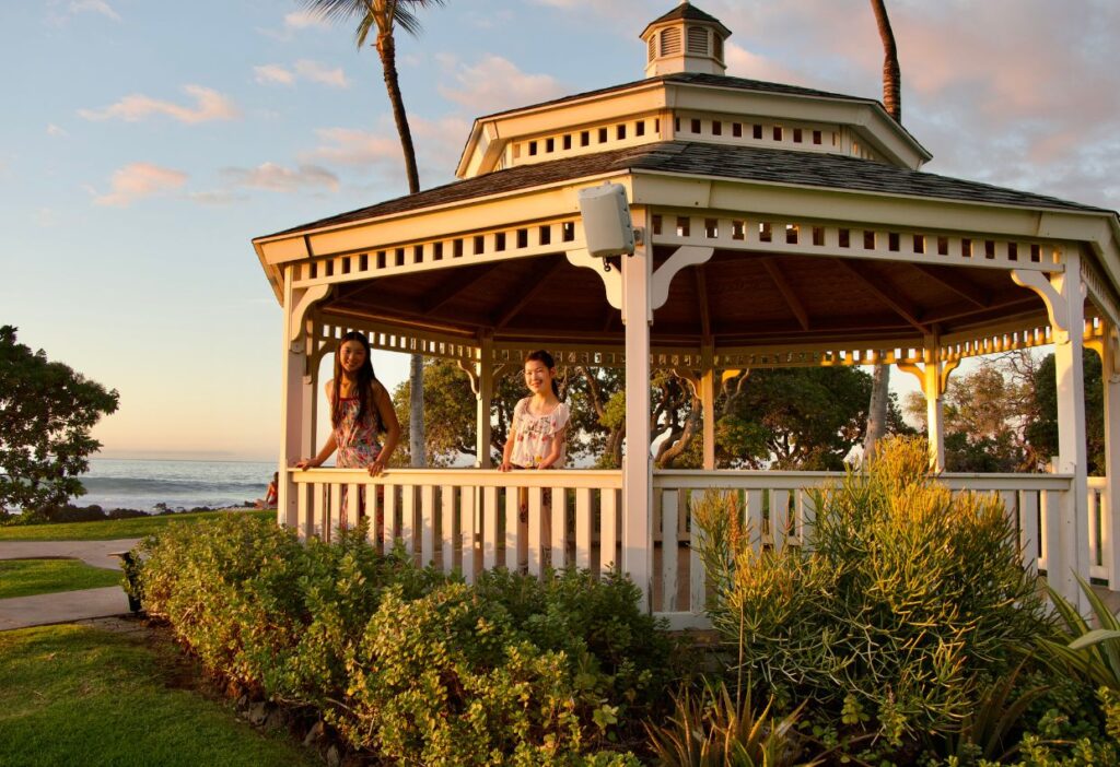 two young girls in gazebo
