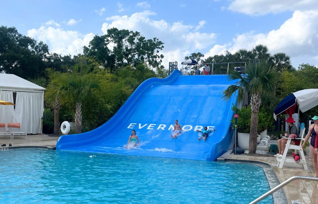 large waterslide at pool